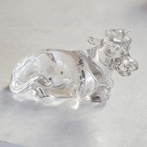 Princess House Pets 24% Lead Crystal Clear Glass Cow Figurine Paperweight German